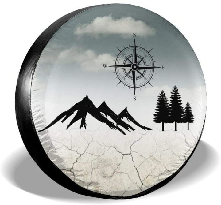 travel-spare-tire-cover-mountain-compass-nature-camper-trailer-rv-suv-cover-travel-universal-15-inch-tire-cover-car-cover