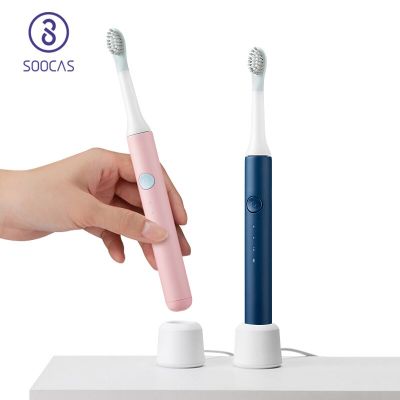 SOOCAS หัวจิ้งสีขาว EX3แปรงสีฟันไฟฟ้าพลังคลื่นเสียงที่ขูดไร้สายชาร์จได้ระบบสั่นอัลตราโซนิก