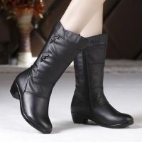 2023 New Womens Shoes Fashion Womens Boots Ladies Shoes Botas Knee High Zipper Winter Warm Plush Plus Size Mid-calf Snow Boot