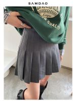 №✐ SAMDAO high-quality pleated skirt belt safety pants anti-light a-line skirt high waist pear-shaped slim skirt