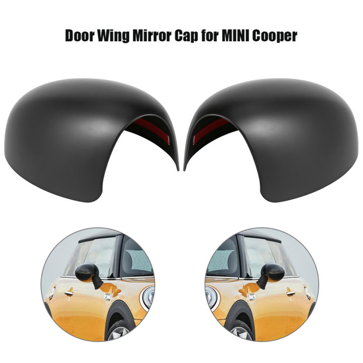 รถกระจกมองหลังปกกระจกมองข้างครอบคลุมประตูปีกกระจกหมวกสำหรับ-mini-cooper-r52-r50-r53-2001-2006สีดำ