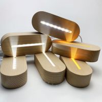 ۞○ Long Oval Shape Wooden Base Led Table Lamp with USB Switch Modern Night Light Acrylic Led Night Lamp Holder Assembled Base