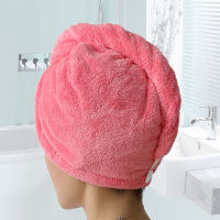 Womens Bathroom Super Absorbent Quick-drying Velvet Fabric Hair Towel Bath Dry Cap Solid Towel Towels