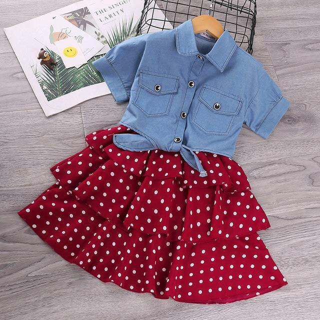 2pcs-kids-dresses-for-girls-elegant-sling-princess-dress-blue-denim-jacket-3-11-years-girl-flower-dress-summer-children-clothes