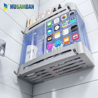 ✒☑ MUSAMBAN Bathroom Shelf Organizer Shower Storage Rack Black Corner Shelves Aluminum Toilet Shampoo Holder Bathroom Accessories