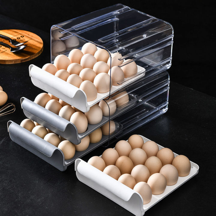 cod-กล่องเก็บไข่ในครัวเรือนถาดไข่ขนาดใหญ่กล่องเก็บตู้เย็นกล่องไข่แบบลิ้นชักในครัวกล่องไข่