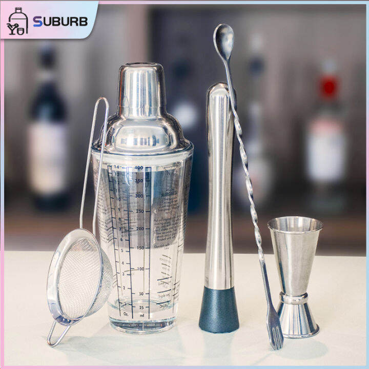 SUBURB Glass Shaker Bartending Tools 400ML Stainless Steel Martini