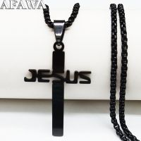 2023 Fashion Jesus Cross Stainless Steel Men Necklace Black Color Necklaces Pendants Jewerly colar masculino N6222S02 Fashion Chain Necklaces