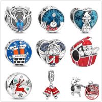 2023 New Santa Claus, Santa Deer Pandora Bead Fit Original Pandoras Charms Silver 925 Bracelet Necklace DIY Trinket Jewelry