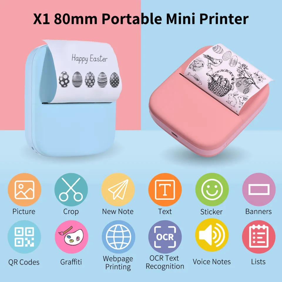 Cheap X1 Portable Mini Pocket Printer 80mm BT Wireless Thermal Photo Printer  300dpi Picture Memo Notes