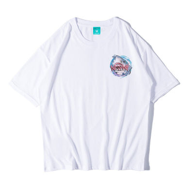 ZAZOMDE T Shirt Summer Half Sleeves Hip hop Ins great white shark Fashion Streetwear Couples Unisex Tee Tops  Tees M5XL