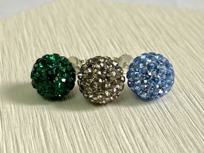 GM Crystal Fashion Sliver 925 Stud Earring Ball-Shaped Color 10mm