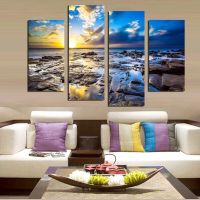 4PCS blue sea diy Diamond Embroidery Picture of Rhinestones Triptych Almaznaya Mosaic Floral Cross Stitch Diamond Painting