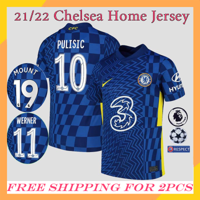 Chelsea บ้านเชลซีเจอร์ซีย์21 22เชลซี Jersey 21 22เสื้อเจอร์ซีย์ทีมเชลซีฟุตบอล PULISIC 10 MOUNT 19 WERNER 11เสื้อแข่งฟุตบอลสำหรับผู้ชายเชลซีเสื้อฟุตบอล Jersey