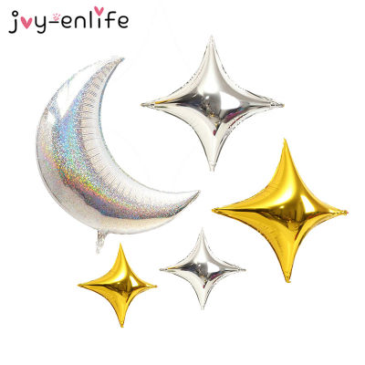 JOY ENLIFE บอลลูนวันเกิด Big Moon Star ฟอยล์อลูมิเนียมลูกโป่ง Air Ballons Baby Shower วันเกิดวัสดุตกแต่งงานเลี้ยง