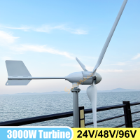 3000W 24V 48V 96V 3 Blades Horizontal Wind Turbine Generator Windmill With Free MPPT Charger Controller and Off Grid Inverter