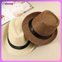 XIHONEY Unisex ชายหาด หมวกนักเลง หมวกฟางปานามา หมวกกันแดด หมวกคาวบอย Fedora หมวกแจ๊สเดรส