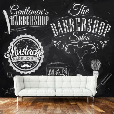 [hot]Retro wallpaper, barber elements and tools for barber shop bedroom living room background papel de parede interior decoration