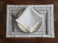 [Camellia Casa]Luxrary Concise Napkin/Placemat Hemstitched by HandLinen Look amp; Washable Home/Banquet/Hotel/airbnb/Restraunt