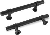 goldenwarm 3 1/2 inch Black Cabinet Pulls 10 Pack Black Drawer Pulls - LST18BK90 Rustic Black Cabinet Hardware T Bar Matte Black Pulls for Cabinets and Drawers 10 3.5 in Hole Center (90mm)