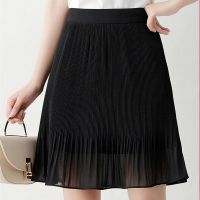 COD ✥ The Outline Shop27dgsd6gfd Chiffon skirt high waist a-line skirt thin drape skirt female black short skirt pleated skirt f雪纺半身裙高腰a字裙显瘦垂感裙子女黑色短裙百褶裙女