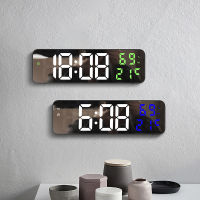 Alarm Clock With Temperature And Humidity Digital Alarm Clock With Night Mode Mirror Design Temperature And Humidity Display Large Screen Digital LED Display