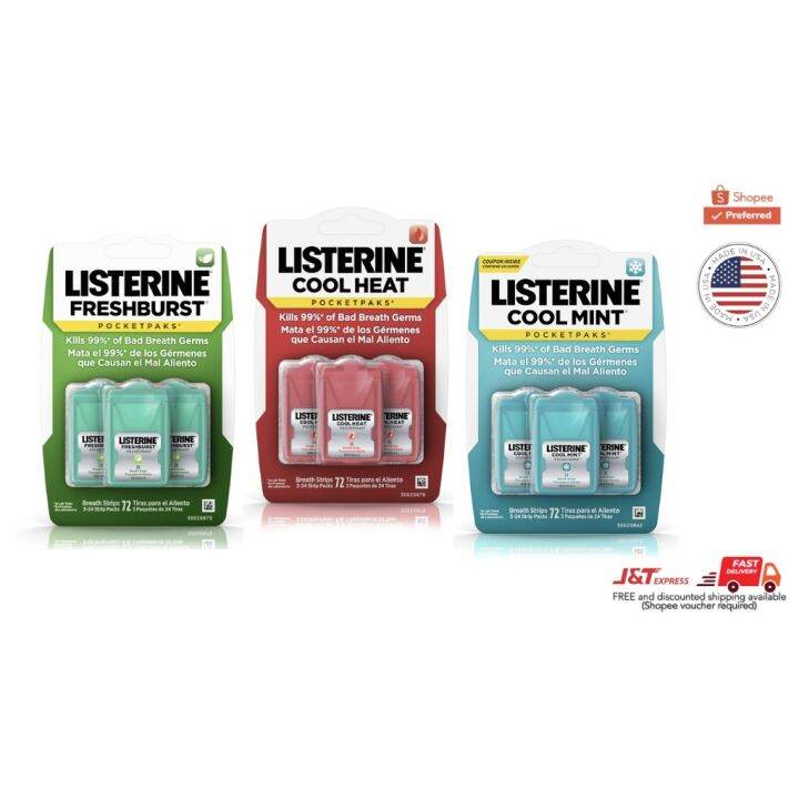 Listerine PocketPaks Portable Breath Strips (3 Packs of 24) | Lazada PH