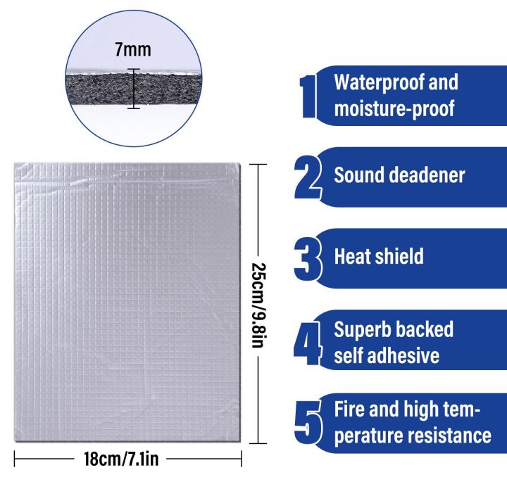 แผ่นเก็บเสียงตัวลดเสียงที่วางทัพพีความร้อนพร้อมตัวติดตั้ง50-40-30แผ่นกันเสียงสำหรับ25x18cm-เครื่องยนต์ฝากระโปรงรถยนต์