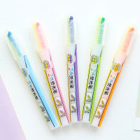 40 pcsLot Twin color highlighter pen 2 colors in 1 marker liner pens Stationery Office school supplies material escolar FB375