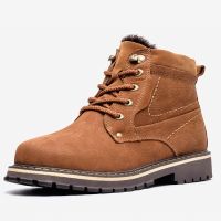 Men Winter Boots Genuine leather Handmade Warm Full Grain Leather Men Winter Shoes