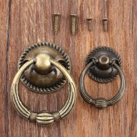 1Pc Kitchen Drawer Cupboard Wood Box Ring Pull Handles Vintage Cabinet Handles Furniture Knobs Furniture Fittings with Screws