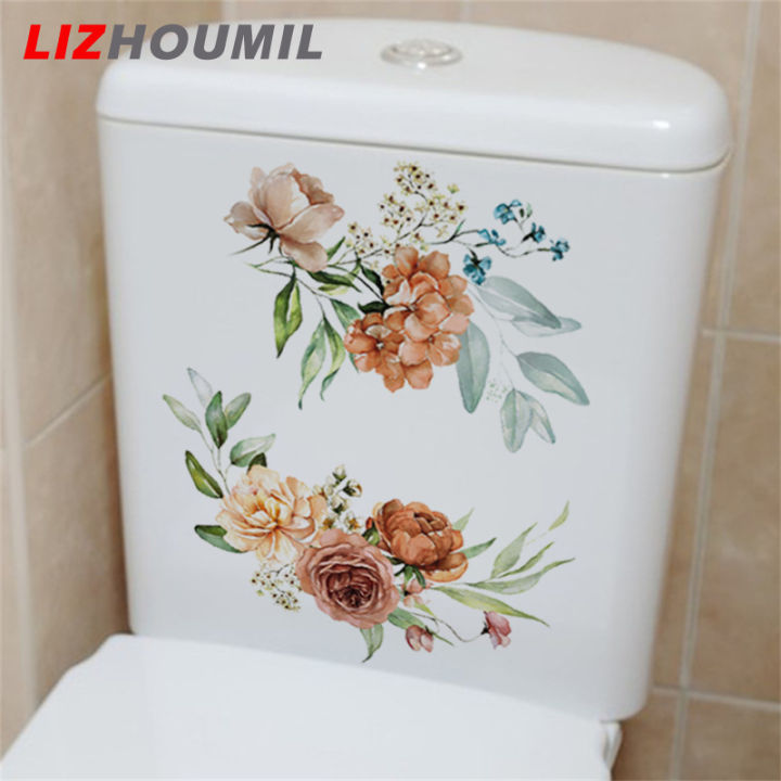 lizhoumil-สติกเกอร์ติดผนังสำหรับที่นั่งในห้องน้ำ-สติ๊กเกอร์ติดสติ๊กเกอร์ติดผนังกั้นห้องน้ำติดในห้องน้ำลายดอกไม้ติดผนังสำหรับติดถังน้ำ-wc-ตกแต่งห้องน้ำ