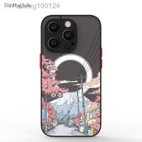 Fuji Mountain magsafe Phone Case For iPhone 14 13 12 11 Pro Max Mini XS X XR SE 7 8 Plus Black Soft Cover