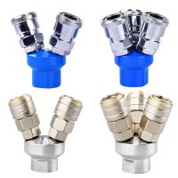 ข้อต่อสวมเร็ว Air Compressor Manifold 2 Way 3 Way Quick Connect Multi Hose Coupler Fitting With High Strength