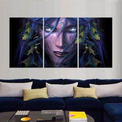 โปสเตอร์เกม Tyrande Night World Of Warcraft Elves 3ชิ้นสมุดวาดรูป HD ภาพวาดผ้าใบศิลปะบนผนังสำหรับการตกแต่งบ้าน-ไร้กรอบฮีหยวนในอนาคต