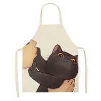 Cute Cartoon Cat Kitty Pattern Apron Antifouling Oil Proof Sleeveless Aprons for Women Household Cleaning Cooking Accessories Aprons