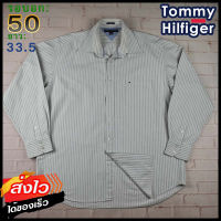 Tommy Hilfiger®แท้ อก 50 เสื้อเชิ้ตผู้ชาย ทอมมี่ ฮิลฟิกเกอร์ สีเทา เสื้อแขนยาว เนื้อผ้าดี ใส่เที่ยวใส่ทำงาน