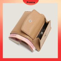 PROMISE หนังแท้แท้ กระเป๋าเงิน RFID เครดิต ID 4สีค่ะ กระเป๋าเงินสำหรับใส่เงิน หรูหราสุดหรู มินิมินิ กระเป๋าใส่เหรียญหนังวัว สำหรับผู้หญิง