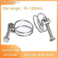 304 Stainless Steel Pipe Clamp Double Wire Clamp Strong Fastener Fixture for Wire and Cable Hose