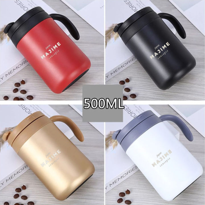 Double Stainless Steel Thermal Coffee Mugs With Handle Thermos Flask ...