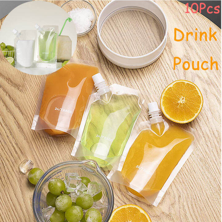 【COD】10PCS Clear Plastic Beverage Container Juice Storage Spout Bags