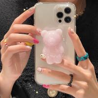 【Great. Cell phone case】3D น่ารักการ์ตูนหมีผู้ถือแหวนใสยืนกรณีโทรศัพท์สำหรับ Xiaomi Mi 11 11ครั้ง10ครั้งหมายเหตุ10 Pro 9 Lite 8 A2 9ครั้งปกอ่อน