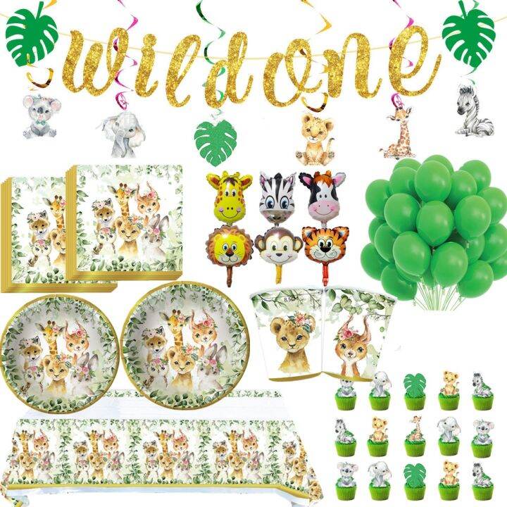 lz-jungle-animal-disposable-party-tableware-1st-wild-one-birthday-party-decor-kids-baby-shower-safari-forest-theme-party-supplies