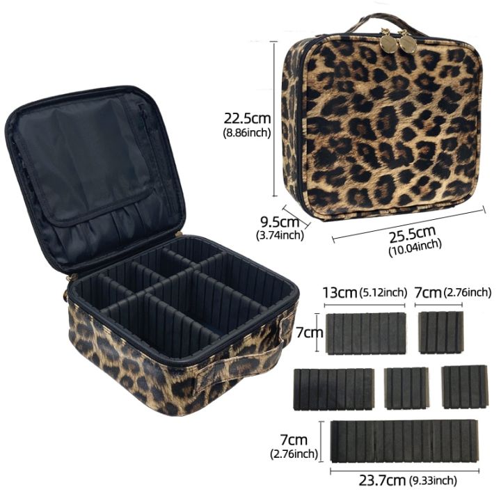 กระเป๋าเครื่องสำอางกันน้ำลายเสือดาว-pu-สำหรับผู้หญิงใหม่2022กล่องแต่งน้ำเพื่อความงามความจุเยอะสำหรับการเดินทางแบบแบ่งช่อง