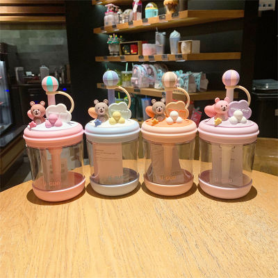 Portable Water Cup Cartoon Straw Cup Ins Straw Cup Summer Straw Cup Little Bear Straw Cup Childrens Straw Cup