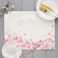 【CW】 Korean Kawaii Pink Pattern Placemat Cotton Dining Table Mats Coaster Bowl Cup Tablecloth