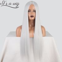 Is a wig Long Straight Grey Wig Synthetic Wigs for Women Blonde Black Orange Color Middle Part Cosplay Wig Heat Resistant Fiber