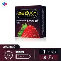 Onetouch ถุงยางอนามัย ขนาด 52 mm. รุ่น สตรอเบอร์รี่ 1 กล่อง 3 ชิ้น