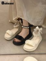 Olisas 2023 New Sandals Thick-Soled Platform Internet Roman Shoes Bow