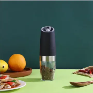 Electric Salt and Pepper Grinder Set, Gravity Sensor, 2 Pack Grinder With 1  Brush, One Hand Operation, Battery-operated with Adjustable Coarseness